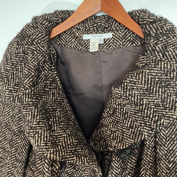 Zara Herringbone wool Jacket with faux snake skin belt and styled lapels. Small - Picture 9 of 9